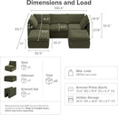 mopio Oversized Modular Sectional Sofa with Fully Removable Covers and Storage, Convertible U, L-Shaped and Sleeper Sectional, Modern Couches with Ottoman Chaise (Olive Green Velvet, 5 Seats, U) by CozyNest Decor