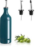 Sweejar Large Ceramic Olive Oil Dispenser Bottle, Opaque Oil Cruet Protects Oil to Reduce Oxidation, Suitable for Storage Oil, Vinegar, Soy Sauce & Other Liquids, Pack of 1, 24 Fl Oz (Teal Green) by CozyNest Decor
