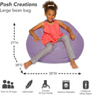 Posh Creations Bean Bag Chair for Kids, Teens, and Adults Includes Removable and Machine Washable Cover, Heather Lavender, 38in - Large by TinyTreasures Baby Boutique