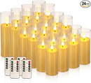 Set of 24 Flameless Led Battery Opeated (D2.2'' x H5''6''7'') Realistic Moving Wick Candles with 10-Key Remotes and Cycling 24 Hours Timer by CozyNest Decor
