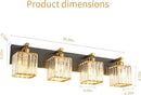 Modern Bathroom Vanity Light 4-Lights Black Gold Crystal Bathroom Wall Light Vanity Light Fixtures，28.34-inch Modern Minimalist Design by CozyNest Decor