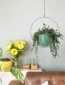 Hanging Planters 2 Pack Boho Mid Century Hanging Plants Hangers Metal Wall Ceiling Flower Pot Indoor Outdoor Vine Holder Room and Window Decor(Green) by GreenHaven Gardens
