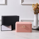 KAMIER Jewelry Boxes for Women, 2 Layers PU Leather Travel Jewelry Box, Large Capacity, Double Lock and Large Mirror, Hidden Necklace Hooks, Removable Dividers, Gift Box Packaging, Pink by TinyTreasures Baby Boutique