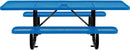 Global Industrial 8'L Rectangular Picnic Table, ADA Compliant, Expanded Metal, Blue Thermoplastic Coating, Attached Benches, 1-1/2” Umbrella Pole Hole, Outdoor-Rated by GreenHaven Gardens