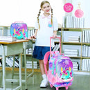 Girls Rolling Backpack, Cute Unicorn Roller Wheels Kids Bookbag - Wheeled Elementary School Bag - 3PCS Unicorn by TinyTreasures Baby Boutique
