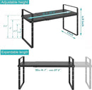 iPEGTOP 2 Pack Expandable Cabinet Storage Shelf Organizer Rack, Heavy Duty Steel Metal Spice Rack Adjustable Height Office Garage Pantry Shelf Space Riser for Counter Kitchen Organization, Black by CozyNest Decor