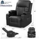 Recliner Chairs for Adults, FSC Certified Massage Rocker with Heated Modern Ergonomic Lounge 360 Degree Swivel Single Sofa Seat Living Room Lounge Recliners Black by CozyNest Decor