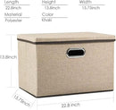 PRANDOM Extra Large Collapsible Storage Bins with Lids [5-Pack] Linen Fabric Foldable Storage Baskets Boxes Organizer Containers Cube with Cover for Bedroom Closet Office Nursery (22.8x15.75x13.8) by CozyNest Decor