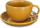 Mora Ceramic Latte Art Mug With Saucer - 10.5 oz, Round Bottom For Perfect Pours - Cafe Cups for Cappuccino, Espresso, Coffee, Tea etc - Porcelain Set for Baristas, Great Gift - Pumpkin Orange by CozyNest Decor