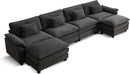 URRED Modular Sectional Sofa Comfy Cloud Couch, Modern Velvet Sofa Sleeper Deep Seat Couches with Ottoman/Pillows for Living Room (Dark Gray, 154'' - U Shape) by CozyNest Decor