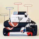 PERFEMET Sports Bedding Set Twin Size 4 Pcs Reversible Ball Sport Theme Comforter Set for Boys Girls Soft Reversible Navy Blue Baseball Football Kids Bed in a Bag(Sport, Twin) by TinyTreasures Baby Boutique