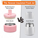 13.5oz Kids Thermos for Hot Food, Insulated Vacuum Food Jar with Buckle Lid, Stainless Steel Wide Mouth Leak Proof Insulated Lunch Container for School Picnic Travel,Pink by TinyTreasures Baby Boutique