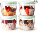 Overnight Oats Containers with Lids,14oz 400ml Set of 4 Meal Prep Container, Airtight Leakproof Reusable Food Storage Containers,Pop-Top Lids Bowl for Leftovers,Glass-like Clarity Tritan Material by TinyTreasures Baby Boutique