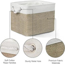 TcaFmac Organization and Storage Basket for Shelves - 16x12x12 inch Large 2 Pack Collapsible Storage Bins for Organization, Fabric Storage Cubes for Box Cloth Toy Books Kids (White & Khaki) by CozyNest Decor