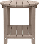 Adirondack Round Outdoor Side Table 2-Tier Storage Patio Side Table, HDPE End Tables for Backyard Pool Porch Garden Lawn (Teak) by GreenHaven Gardens