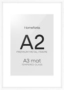 Homeforia A2 White Wood Frame, High End Oak 16.5 x 23.4 White Wooden Poster Frames Matted to 11.7 by 16.5 in Photo, A2 Size Wood Picture Frame with Mat A3 for Print, Tempered Glass, Wall Kit, Set of 1 by CozyNest Decor