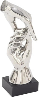 Deco 79 Polystone Hands Decorative Sculpture Home Decor Statue, Accent Figurine 5" x 4" x 13", Silver by CozyNest Decor
