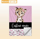 Personalized Baby Bedding Set, 5 Pcs Custom Baby Crib Sets with Name, Toddler Bedding Set for Baby Girls, Pink Leopard Double Layer Nursery Bedding Set, Customized Gifts for Infants Kids by TinyTreasures Baby Boutique