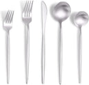 Matte Silverware Set for 4,Modern Stainless Steel Brushed Cutlery Set,20-Pieces Heavy Duty Flatware Set,Knives Spoons and Forks Set Utensils Set, Satin Finish, Dishwasher Safe by CozyNest Decor