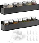 PMMASTO Adhesive Acrylic Spice Rack Organizer for Wall with Nano Double Sided Tape, Spice Shelf Organization for Kitchen Cabinet Door/Pantry Door, Wall Mount Seasoning Rack (Black-2 Pack) by CozyNest Decor