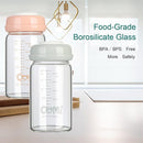 COMI Wide Neck Glass Breastmilk Collection n Storage Bottle, 6oz with Screw Ring Sealing Disk; Re-markable Sealing Disc. BPA Free, Fits Breast Pumps & Nipples (2 Pack Gray Lids) by TinyTreasures Baby Boutique