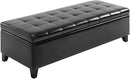 HOMCOM 51" Ottoman Storage Bench, Faux Leather Storage Chest with Lift Top, Tufted Ottoman for Living Room, Entryway, Black by CozyNest Decor