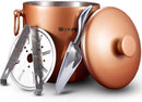 Ice Bucket with Lid, Scoop, Tongs and Strainer - Well Made Insulated Stainless Steel Keep Ice Frozen Longer - Ideal for Cocktail Bar, Parties, Chilling Wine, Champagne - 3 Liter (Copper) by CozyNest Decor