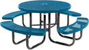Heavy-Duty Portable Outdoor Picnic Table with Umbrella Hole, Expanded Metal Commercial-Grade Patio Dining Furniture Made in America (46" Round Top, Light Blue) by GreenHaven Gardens