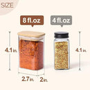 Comsaf Spice Jars with Label，8 oz Small Glass Jars with Lids, 6 Pcs Seasoning Containers, Rectangle Glass Containers with Lids, Empty Seasoning Jars for Pantry Storage, Loose Tea, Herbs, Powders, Salt by CozyNest Decor