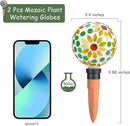 Plant Watering Globes Mosaic Self Watering Spikes 2 Pack for Indoor Outdoor Plants Automatic Plant Waterer Plant Watering Devices for Vacations Pot by GreenHaven Gardens