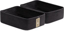 Large Shallow Organizing Baskets 15x11x5.1 Inches - Rope Woven Storage Bins for Bathroom, Shelves, Cube Closet, Black 2 Packs by CozyNest Decor