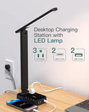 Addtam LED Desk Lamp, Power Strip with 3 Outlets 4 USB Charging Ports(2 USBC), 4 Modes 5 Level Brightness Touch Lamp, Small Desk Lamp for Home Office College Dorm Room Essentials by CozyNest Decor