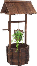 Wooden Wishing Well with Hanging Bucket, Outdoor Rustic Wishing Well Planter for Flowers and Plants, Well Covers for Yard, Garden Decor for Outside by GreenHaven Gardens