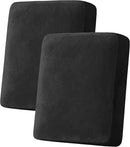 H.VERSAILTEX Velvet Stretch Couch Cushion Cover Plush Cushion Slipcover for Chair Loveseat Sofa Cushion Furniture Protector Seat Cushion Sofa Cover (2 Piece Medium Sofa Cushion Covers, Black) by CozyNest Decor