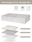 StorageWorks Large Under Bed Storage Containers with Handles and Label Holder, 2 Pack Ultra-thick Fabric Underbed Bins, Closet Organizer for Clothes, Blankets, Sweater by CozyNest Decor