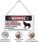 Warning Sign, Unsupervised Warning Wood Plaque Sign, Funny Door Signs, Decorative Wood Hanging Suspension Plaque, Farmhouse Wooden Wall Decor, Outdoor Hanging Wooden Signs by CozyNest Decor