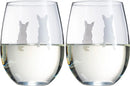 Set of 2 Boston Terrier Dog Stemless Wine Glasses
