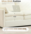 Tbfit Modern Couch Sofa, 89" Cloud Couch w/Pillows, Pocketed Spring Seat, Comfy 3-Seater Plush Foam Cushions, Chenille Fabric Removable Covers, Soft Upholstered Living Room Furniture Apartment, Beige by CozyNest Decor