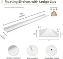 Picture Ledge Shelf, Wood Long Floating Shelves for Wall, Set of 2, 56 inch Picture Ledge Shelves, Photo Ledge Nursery Book Shelves Wall Mounted for Living Room Kids' Room Bedroom, Color White by TinyTreasures Baby Boutique