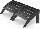 GREENVINES Adirondack-Ottoman | Set of 2 | HDPE Plastic | Outdoor Footrest | All Weather | Foot Rest | Foot Stool | Black | for Adirondack Chair | for Patio Backyard Pool by CozyNest Decor