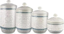 Young's Inc. 4 Pcs Set Casual Provincial Ceramic Canisters- Storage Container for Kitchen and Bathroom - Beautiful Home Decor Accent to Store Food, Coffee, Tea, and More - Green, White by CozyNest Decor