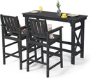 3 Pieces HDPE Outdoor Bar Table and Chairs Set, Tall Adirondack Chairs Set of 2 with Rectangular Bar Table, Patio Bar Stools Set, HDPE Outdoor Patio Bar Set for Balcony, Porch, Deck, Obsidian by GreenHaven Gardens