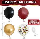 Black Burgundy Gold Balloons 12 Inch Burgundy Maroon Red Black Metallic Gold Latex Confetti Balloon for Kids Graduation Birthday Baby Shower Party Decoration by CozyNest Decor