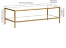 Henn&Hart 54" Wide Rectangular Coffee Table with Glass Shelf in Antique Brass, Modern coffee tables for living room, studio apartment essentials by CozyNest Decor