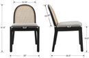 Mid Century Dining Chairs Set of 6, Accent Rattan Side Chairs Linen Fabric Kitchen Chair with Solid Wooden Legs for Living Room Dining Room, Grey