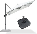 PURPLE LEAF 8 Feet Square Cantilever Umbrella Patio Umbrella with Base Outdoor Umbrella Aluminum Offset with 360-degree Rotation for Garden Deck Pool Patio White by GreenHaven Gardens