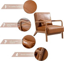 INZOY Mid-Century Modern Accent Chair Set of 2, PU Leather Reading Armchair with Waist Cushion, Upholstered Living Room Chairs for Bedroom Sunroom, Camel Set by CozyNest Decor