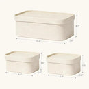 La Jolie Maison Vegan Leather Storage Boxes with Lids, Set of 3 Decorative Storage Containers Organize Stackable Storage Box, Beige by CozyNest Decor