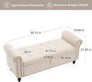 Furniliving 55” End of Bed Bench, Bedroom Bench with Button-Tufted, Large Upholstered Storage Ottoman Entryway Bench with Storage Shoe Cabinet Bench, for Bedroom, Linen, Camel by CozyNest Decor