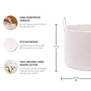 OrganiHaus Large Laundry Basket, Woven Cotton Rope Basket for Blankets, Toy Storage, Nursery Hamper, Living Room Decor Organizer, Soft & Durable Hamper with Handles, 20x13 inches - Off-White by TinyTreasures Baby Boutique